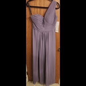 Bill Levkoff One-Shoulder Lilac Gown